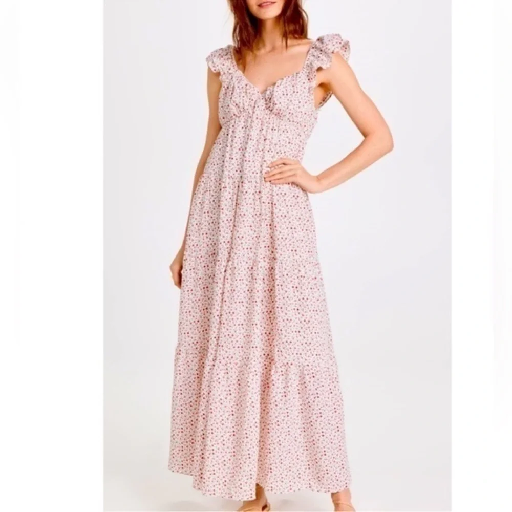 chinese dress ladies Gridded Organza Tiered Maxi Dress  English Factory